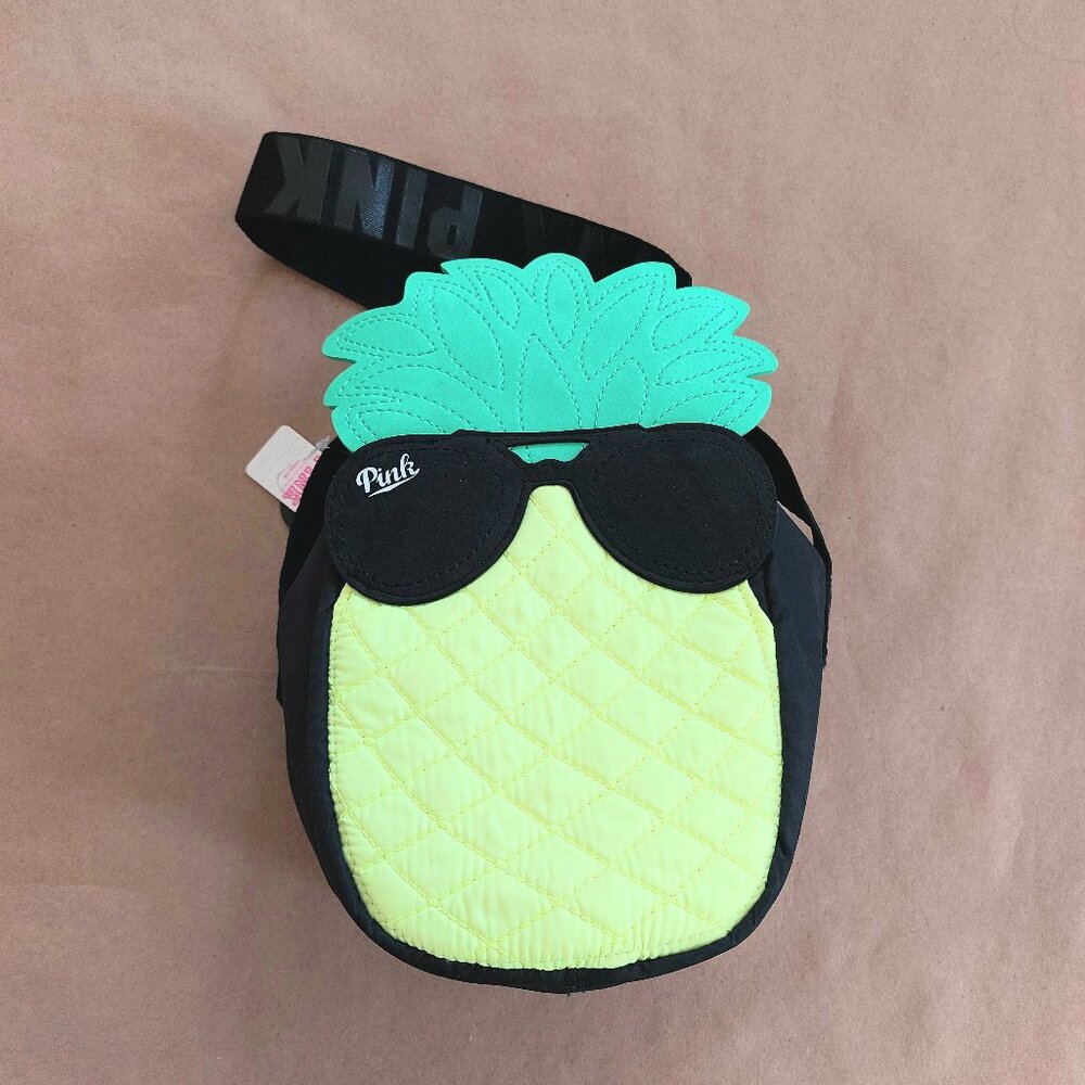 NWT PINK Victoria's Secret Pineapple Neon Yellow Crossbody Cooler Bag